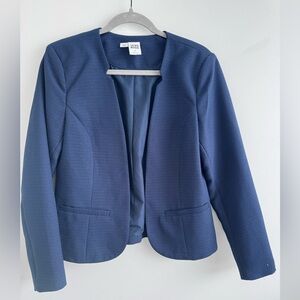 Moda Navy Textured Open-Front Blazer